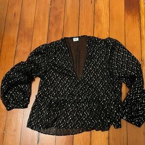 Aritzia Black and White Dotted Blouse